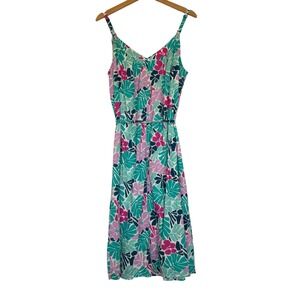NWT‎ GAP Tropical Floral Print Midi Dress Spaghetti Strap Belted Women's M Y2K